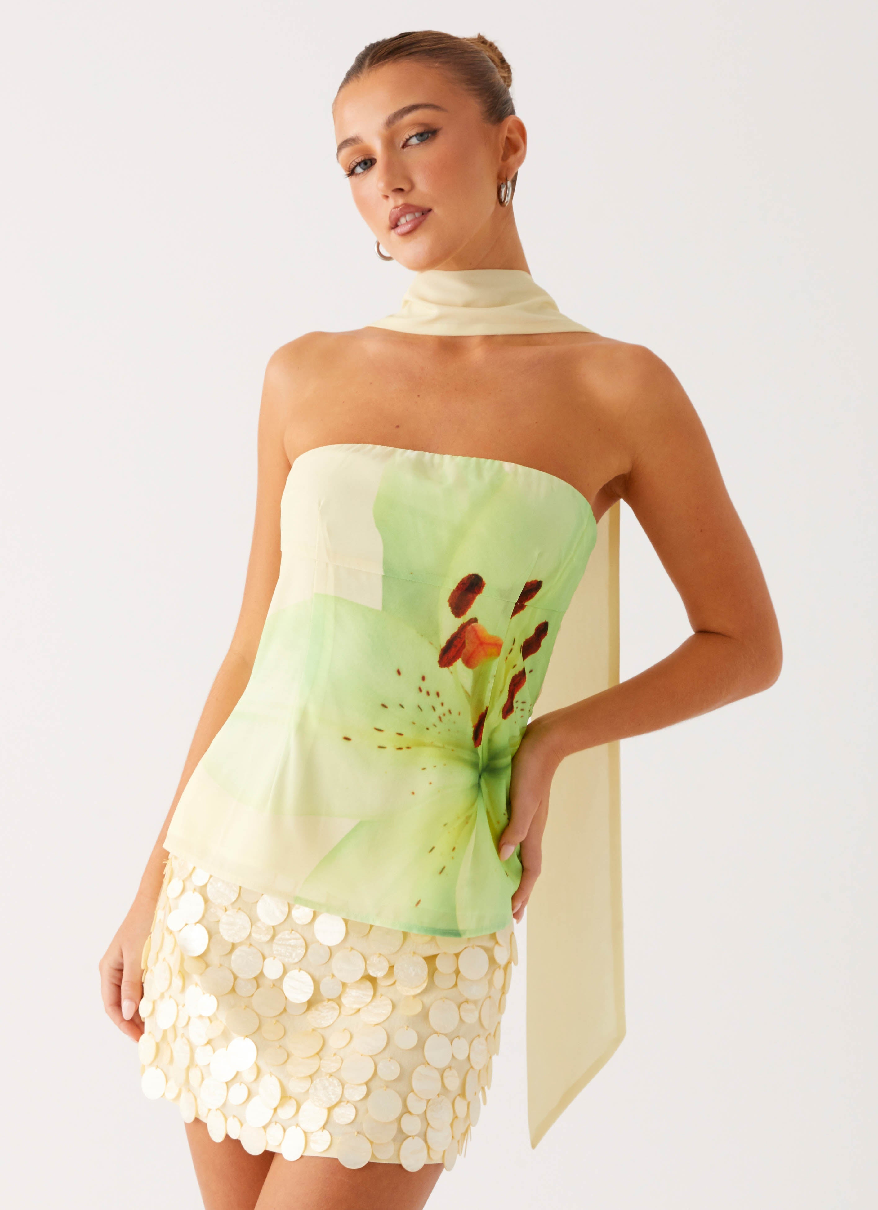 Blaise Scarf Top - Yellow Floral